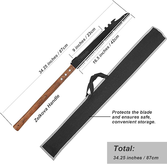 Hand Saw, Multifunction Camping Saw Outdoor Tools Long Saw with Machete for Bushcraft, Trees Cutting, Outdoor Hunting, Garden Work, Survival, Yard Work, XL Teeth Edition (Black)