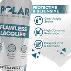 Polar Clear Matte Flawless Lacquer Spray - 2 x 13.5 Fl Oz - Clear Coat Spray Paint - Non-Yellowing & Scratch Resistant - Interior & Exterior Surfaces for Wood, Metal, Plastics, Glass & Ceramics