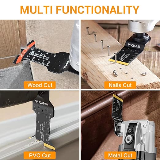 PECHAM Oscillating Tool Blade, 37PCS Universal Wood Metal Oscillating Multitool Quick Release Saw Blades Fit Porter Cable Black & Decker Rockwell Ridgid Ryobi Milwaukee DeWalt Chicago Craftsman