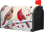 Kawani Winter Mailbox Cover Christmas Birds Holly Berry Branches Snow Mailbox Covers Magnetic Standard Size 21x18 Inch Winter Xmas Holiday Post Letter Box Cover for Garden Yard Decor