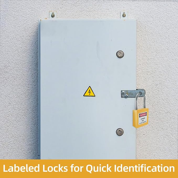 Lockout Tagout Locks Set (5pcs, Yellow) - Keyed Different, 2 Keys Per Lock - OSHA Compliant Lock Out Tag Out Padlocks For Electrical Safety Kit