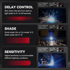 ARCCAPTAIN Large View 3.94" x 3.66" True Color Auto Darkening Welding Helmet with Light, Solar Powered Welding Hood, 4 Arc Sensor Wide Shade 4/5-9/9-13 for Stick MIG TIG Cut,Denim