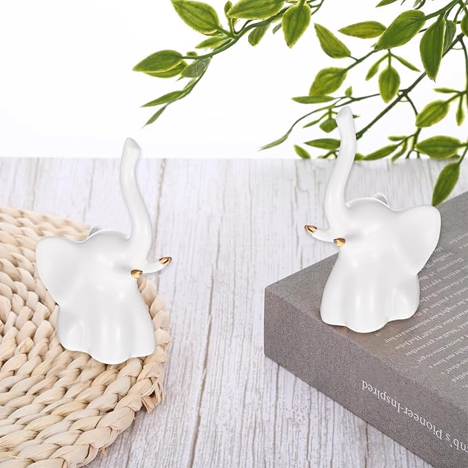 2PCS Toilet Bolt Covers Decorative, Ceramic Toilet Bolt Caps for Bottom Screws,Easy to Install Cute Bathroom Decor, Animal-Shaped Bowl Screw Cover Set Protectors for Modern Home(White, Elephant)