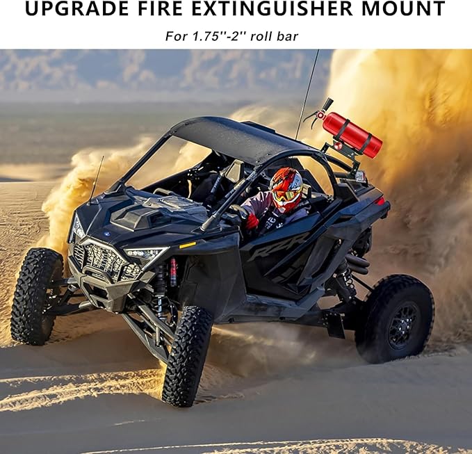 UTV Fire Extinguisher Mount Kit - Aluminum Adjustable Quick Release Roll Bar Car Fire Extinguisher Bracket Holder for 1.75-2in Roll Bar ATV UTV Polaris RZR SXS Ranger Camper Jeep Can-Am Durable