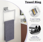 TNOMS Brushed Nickel Towel Bar Set,5-Piece Bathroom Hardware Set Includes Upgraded Double Base Paper Towel Holder Modern Square Towel Holder Set,Stainless Steel Wall Mount 23.6 Inch