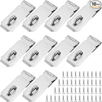 10 PCS Padlock Hasp Latch, Stainless Steel Padlock Hasp, Heavy Duty Security Hasp with Mounting Screws, Door Locks Hasp Latch for Doors and Cabinets