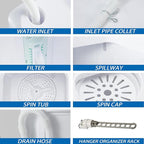 Portable Mini Twin Tub 18Lbs Washing Machine with Drying Rack & 10 Hangers, Washer(11Lbs) and Spinner(7Lbs) Combo with Timer Knob, Compact Semi-automatic Laundry Washer for Home Dorm Apartment, Blue