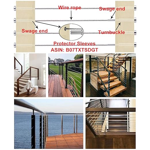 CKE 20 Pairs Invisible Cable Railing Kit, T316 Stainless Steel 1/8" Invisible Receiver and Swage Stud End for 2"x2", 4"x4" Wood/Metal Post, Invisible Deck Stair Cable Railing Hardware Tensioner CR31