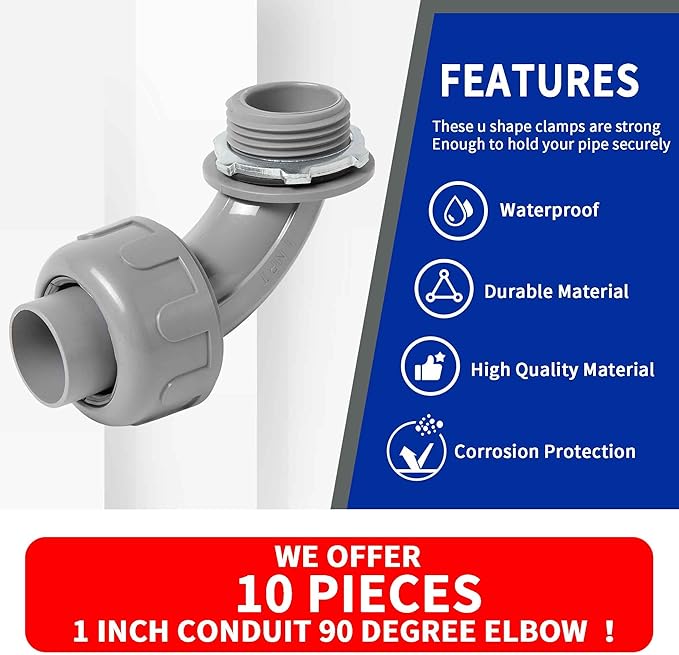 (1" Conduit Elbow 10 Pack) Yariwiz 1 inch Plastic Liquid Tight Conduit 90 Degree Elbow