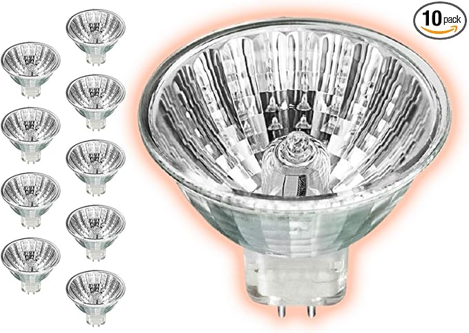 GoodBulb 20-Watt Halogen MR16 Light Bulb 20W GU7 Base 12V ANSI Code BAB High Output Halogen Light 3000K Soft White Light Color Clear Finish 3000 Life Hours Pack of 10 Bulbs
