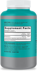 Qunol Magnesium Capsules 420mg, 100% DV, High Absorption Magnesium Supplement, Extra Strength, Bone and Muscle Health Supplement, 180 Count