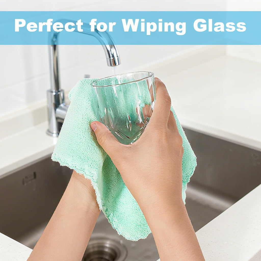 Microfiber Cleaning Cloths, 12 Pack Coral Fleece Cleaning Rags for Housekeeping, Highly Absorbent Reusable Cleaning Towels,10"X10"(Multicolor)