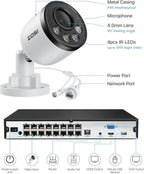 ZOSI 16CH 4K PoE Security Camera System,8pcs 8MP Outdoor Indoor Cameras,Person Vehicle Detection,People Counting,One-Way Audio,100ft Night Vision,16Port 32-Channel NVR with 4TB HDD for 24/7 Recording