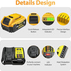 2-Pack 8000mAh 20V Max Lithium-Ion Battery & Charger Combo, High Capacity Replacement for DEWALT 20V MAX Battery Power Tools, Fast Charging Included