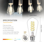 4 PCS ST58 (ST19) LED Edison Bulbs, Dimmable Vintage Antique LED Filament Light Bulbs, 6W Equivalent 60 Watt, Daylight 5000K, 600 Lumens, E26 Base, Clear Plastic