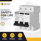 DC Circuit Breaker 63 Amp Solar Panel Disconnect Switch 12V-500V 3 Poles Miniature Solar Circuit Breaker for Outdoor PV Homes Battery, AC 110V DIN Rail MCB