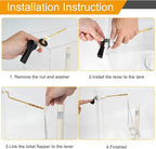 Hibbent Universal Metal Side Mount Toilet Handle Replacement Kit, Brass Toilet Flush Tank Lever with Stainless Steel Flapper Chains for Most Toilets, Matte Black Finish