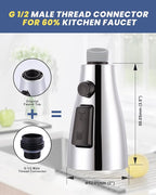 Metal Kitchen Faucet Head Replacement: 3-Function Pull Down Spray Nozzle with 9 Adapters, Sink Sprayer Replacement Compatible with Moen, Delta, Kohler, American Standard Faucets, Chrome