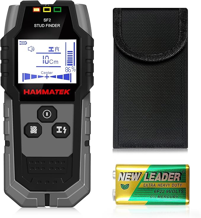 HANMATEK Stud Finder Wall Scanner Detector with Pro Smart Sensor,Audio Alarm and HD LCD Display,5 in 1 Upgrade Wood Exact Mode Stud Finder Tool for The Center Edge of Metal,Studs,AC Wire,Pipe
