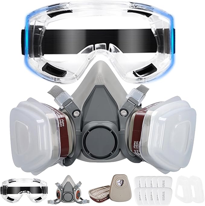 6200 Half Face Respirator Mask with Filters, Gas Mask Ideal for Painting, Woodworking, Sanding, Spraying