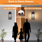 2-Pack 16" Large Dusk to Dawn Outdoor Wall Light Fixtures, 2-Light Exterior Front Porch Light, Brushed Bronze Outdoor Sconce Lights, Waterproof Farmhouse Lamp Lighting