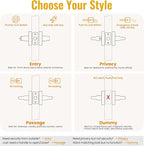 HOSOM Entry Door Handle with Lock and Key, Commercial and Residential Area, Exterior Modern Entrance Door Lever Heavy Duty Door Lock for Front Door, Satin Nickel