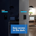 LIDER Minimalist Design Matte Finish Lighted Decorator Switch, Frameless Paddle Light Switch with Locator Light, Grounding Screw, 3-Way or Single Pole, 15A 120V, UL Listed,LS15-3W-BK10P, Black,10 Pack