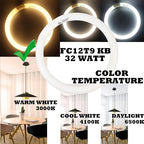 FC12T9/KB 32 Watt Light Bulb, 12 inch FCL 32W T9 Circular Fluorescent Light Bulb, FC12T9 WW Round Light Bulbs Warm White 3000K, G10q 4 Pin Prong Base, 2 Pack
