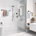 TQKAG Matte Black Bathroom Hardware Accessories Set 10 Pieces, 23.6" SUS304 Stainless Steel Towel Bar Set Wall Mounted Includes Single Towel Bar, Towel Ring, Toilet Paper Holder, Double Towel Hooks