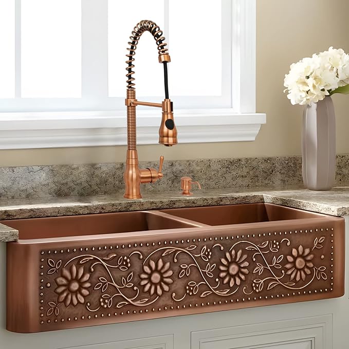 Pre-Rinse Spring Kitchen Faucet, Single Handle Solid Brass High Arc Pull Down Sprayer Head Kitchen Sink Faucet