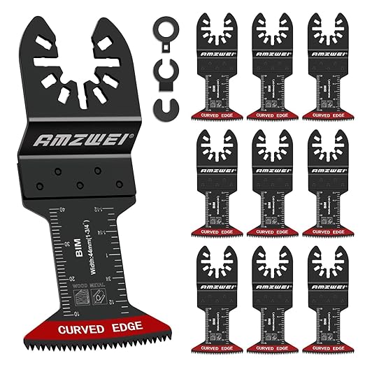 10 Pcs Bi-Metal Oscillating Tool Blades Metal Cutting, 1-3/4" Curved Edge Multitool Blades for Soft Metal, Hard Wood, Plastic, Oscillating Saw Blades Fit Dewalt Milwaukee Bosch Ryobi