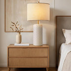 23" Ceramic Table Lamp Set of 2, Modern Farmhouse Bedside Lamps for Bedroom, White Nightstand Lamps for Living Room, Rustic End Table Desk Lamps with Rocker Switch, Home Office Décor