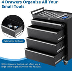 Garvee Rolling Tool Chest, 4 Drawers Tool Storage Cabinet, Toolbox with Wheels, Portable Tool Cabinet Organizer with Locking System & Drawer Liners, Tool Storage Cart for Garage, Workshop, Black