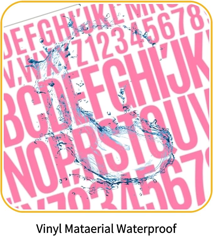 10 Sheets 780 Pcs Vinyl Letter & Number Stickers - Waterproof, Self-Adhesive Alphabet for Mailbox, Door, Windows, Cars, Boats, Address (Pink, 1in&2in)