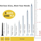 1080pcs Nail Assortment Kit, Small Nails, Nails, Nails for Hanging Pictures, Picture Hanging Nails, Finishing Nails, Hanging Nails, Picture Nails, Wall Nails for Hanging, Pin Nails