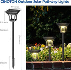 CINOTON 12 Pack RGBCW Solar Pathway Outdoor Lights, 3 Lighting Modes Solar LED Garden Lights, IP65 Waterproof Outside Solar Powered Landscape Lighting for Planter Lawn Pool Balcony RGB/Warm/Cold White