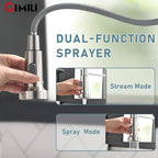 GIMILI Kitchen Faucet with Soap Dispenser, Commercial Single Handle Spring Brushed Nickel Pull Out Kitchen Sink Faucets with Pull Down Sprayer