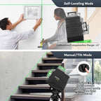 JEPPO Laser Level 360 Self Leveling,3x360° Cross Line Green Laser Level，3D Lazer Level for construction and picture hanging,APP Remote Control,with 5000mAh Rechargeable Battery,Magnetic Rotating Stand