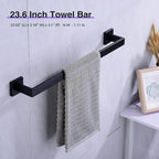 TRUSTMI Black Bathroom Hardware Set Contemporary 5-Pieces Wall Mounted Towel Bar Set, Stainless Steel Square Shaped Bathroom Hardware Accessories, Matte Black