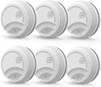 Fire Alarms Smoke Detectors, Photoelectric Sensor Smoke Alarm Battery Operated, Fire Alarm with Test Button & Low Battery Signal, LED Warning Light 85 dB Alarm Sound for Bedroom and Home, 6 Pack