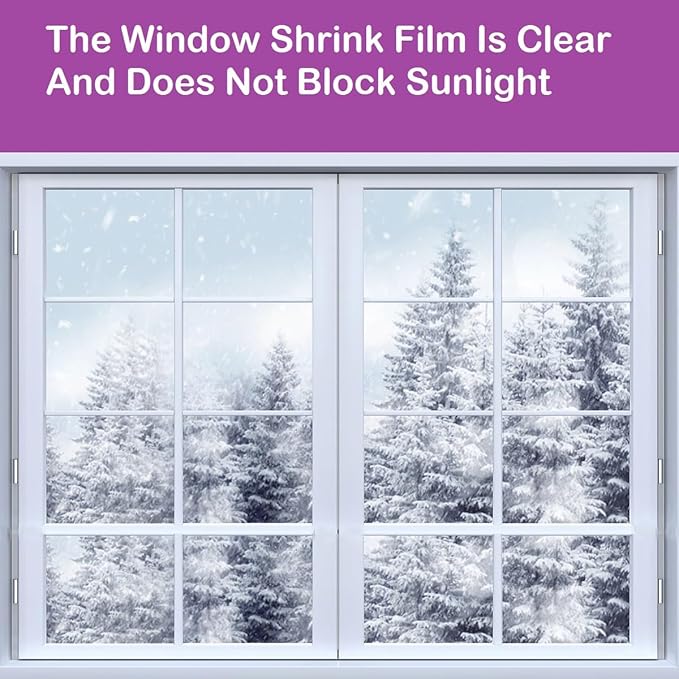 Indoor Window Insulation Kit, Clear Window Film for Heat and Cold (5 Windows (62x210 in))