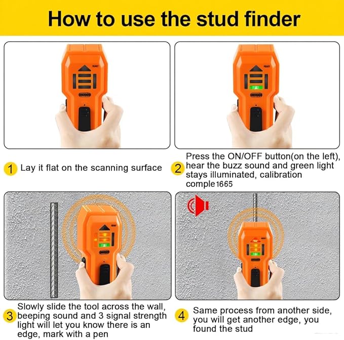 Stud Finder Wall Scanner Wood and Metal Detector Sensor for 3/4 inch Thickness Wall (ST102-Orange)