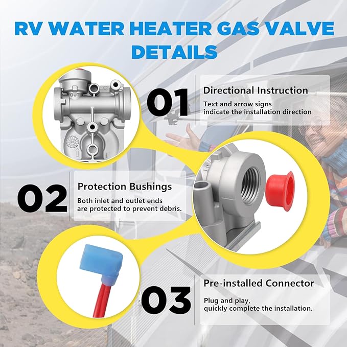 AITKEN RV Water Heater Gas Solenoid Valve 93870 Compatible with Atwood 6 and 10 Gallon Electronic Ignition Water Heaters Models Includde GC10A-4E GCH6A-10E G6A-8E G6A-6E G6A-4E G10-3E GE16-EXT...