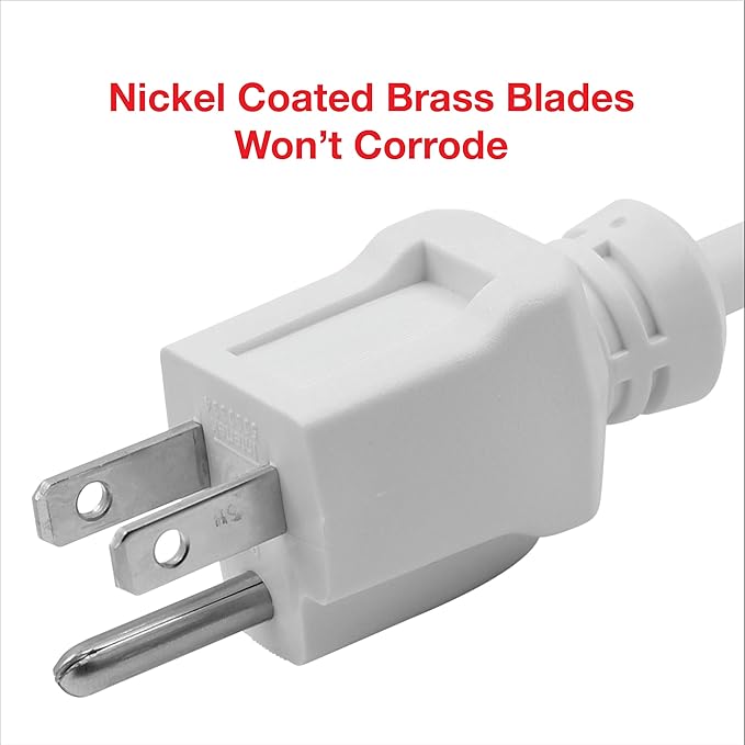 Clear Power 35 ft Indoor/Outdoor Extension Cord 16/3 SJTW, White, Water & Weather Resistant, Flame Retardant, 3 Prong Grounded Plug, CP10207