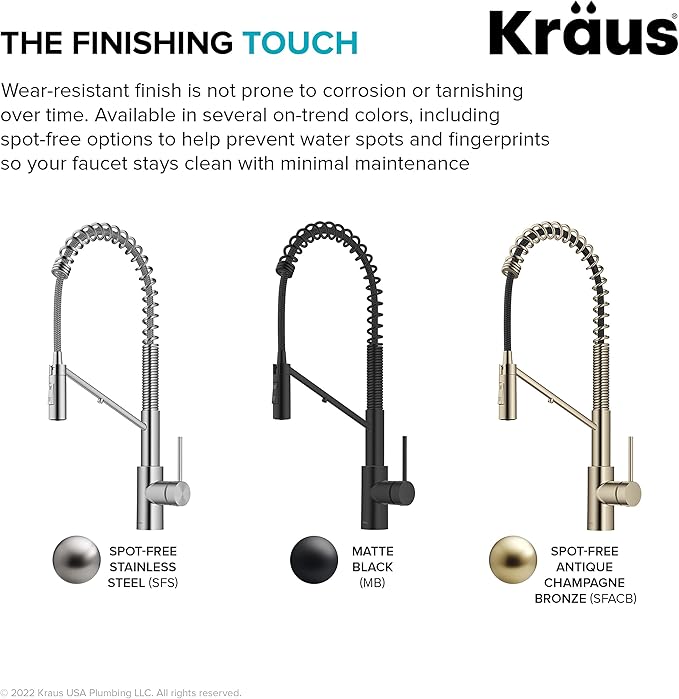KRAUS Oletto 2-in-1 Commercial Style Pull-Down Single Handle Water Filter Kitchen Faucet for Reverse Osmosis or Water Filtration System in Spot-Free Antique Champagne Bronze, KFF-2631SFACB
