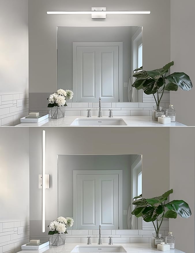 L LOHAS LED 48-Inch Bathroom Vanity Light Bar Over Mirror, Brushed Nickel Modern Bathroom Light Fixtures, 3CCT Adjustable LED Vanity Lights for Living Room Wall