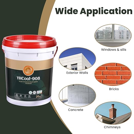 Waterproof Sealant 5 Gallon, ORIENTAL YUHONG Clear Acrylic Coating, UV Defense, High Flexibility Waterproof Adhesive for Roof, Concrete, Wall Indoor & Outdoor