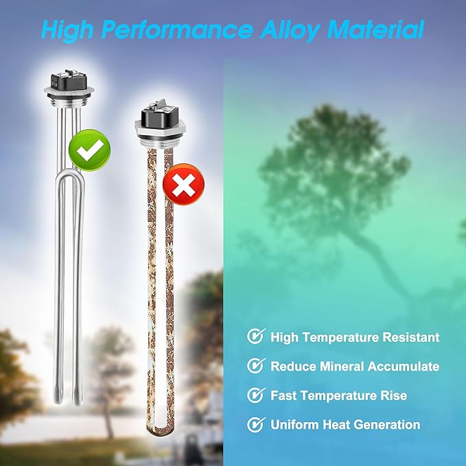 CozyCabin 2Pcs Water Heater Element, 4500W 240V, Screw-in Type, Foldback Type, 02582 Water Heater Heating Elements, Fits most models of Electric Hot Water Heater