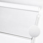 ALLBRIGHT 100% Blackout Roller Blinds Woven Shades with Striped Jacquard, Cordless Window Shades, UV Protection Fabric, Easy-Install for Indoor Home & Office, White, 38" W x 72" H