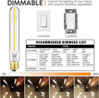 E26 Tubular LED Bulb 4W Equal 40 Watt Soft White 3000K Dimmable E26 Edison AC120V 400lm Tube T9 T10 LED Light Bulb for Rustic Pendant,Chandeliers,Wall sconces,6Pack
